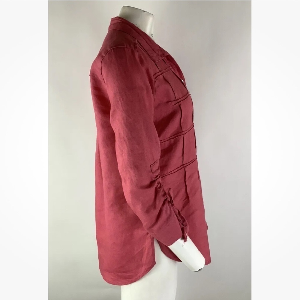 John Mark Sz Xs 100% Linen Button Tunic Top Pink … - image 3